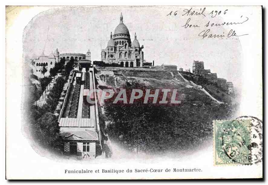 CPA Paris Le Funiculaire et basilique du Sacre Coeur de Montmartre