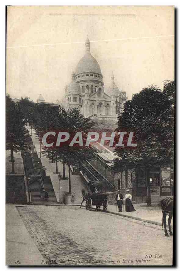 CPA Paris L'Eglise Sacre Coeur et le Funiculaire