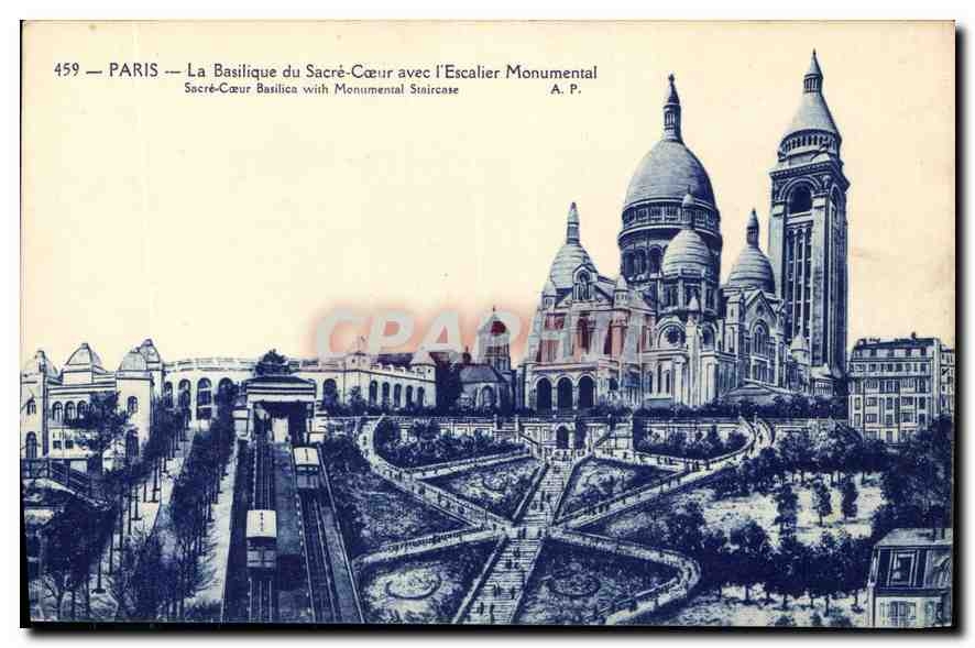 CPA Paris La Basilique du Sacre Coeur avec l'Escalier Monumental