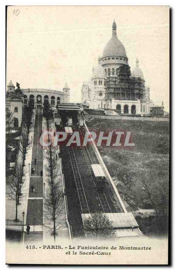 CPA Paris Funiculaire de Montmartre et le Sacre Coeur