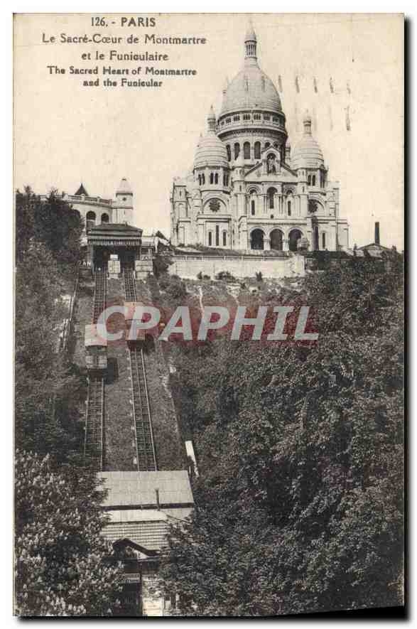 CPA Paris le Sacre Coeur de Montmartre et le Funiculaire