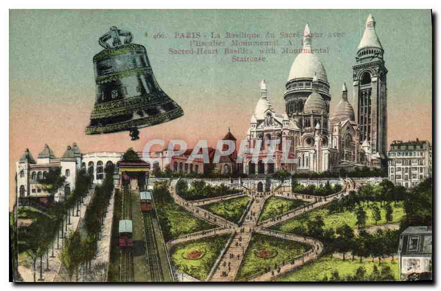 CPA Paris la Basilique du Sacre Coeur avec L'Escalier Monumental Cloche