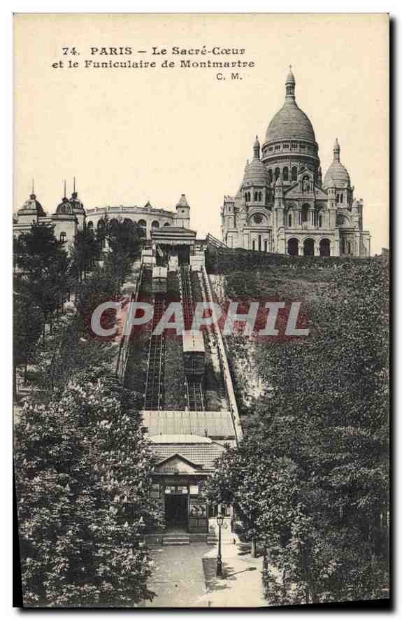 CPA Paris le Sacre Coeur et le Funiculaire de Montmartre