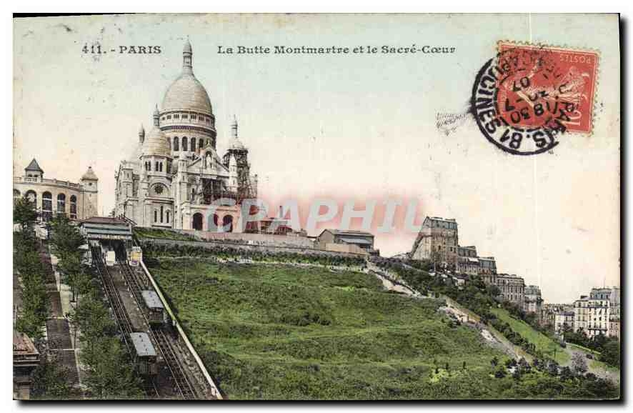 CPA Paris La Butte Montmartre et le Sacre Coeur