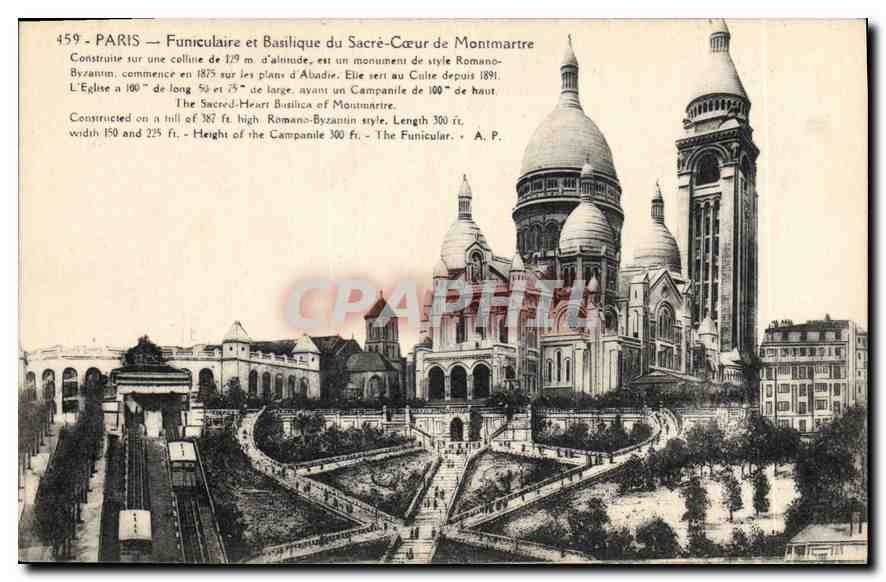 CPA Paris Funiculaire et Basilique du Sacre Coeur de Montmartre
