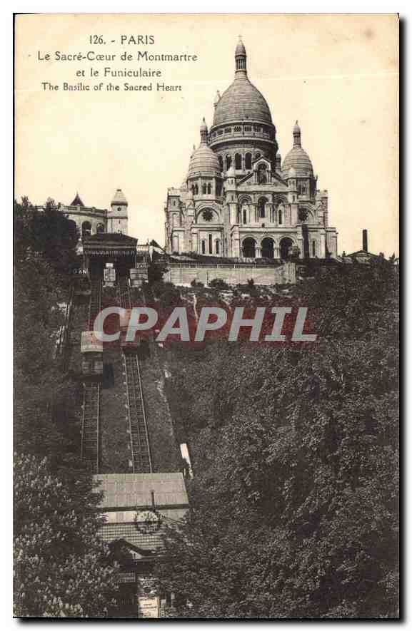 CPA Paris le Sacre Coeur de Montmartre et le Funiculaire