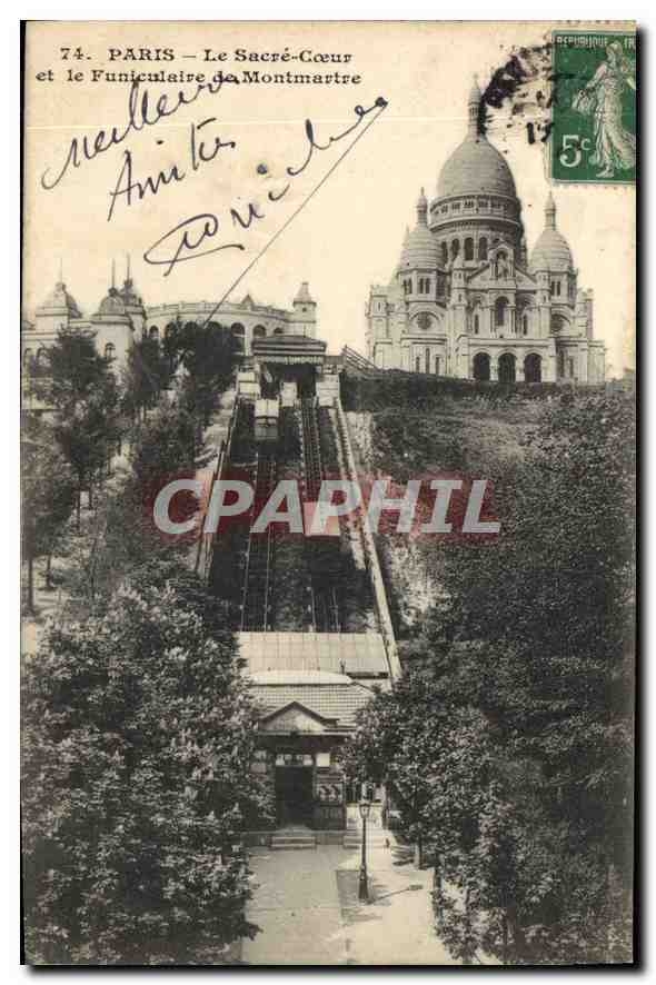 CPA Paris le Sacre Coeur et le Funiculaire de Montmartre