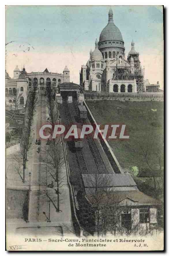 CPA Paris le Sacre Coeur Funiculaire et Reservoir de Montmartre