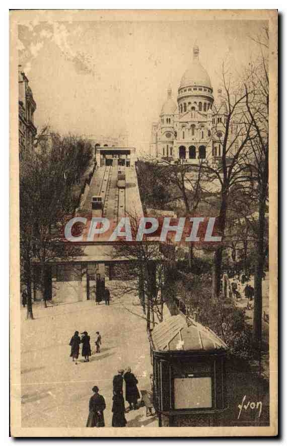 CPA Paris en Flanant Le Funiculaire et la Basilique du Sacre Coeur de Montmartre
