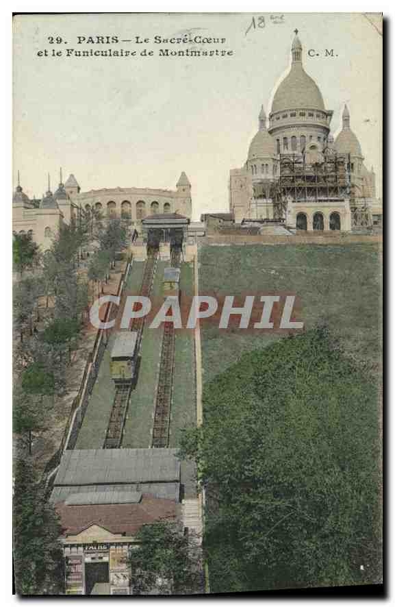 CPA Paris le Sacre Coeur et le Funiculaire de Montmartre