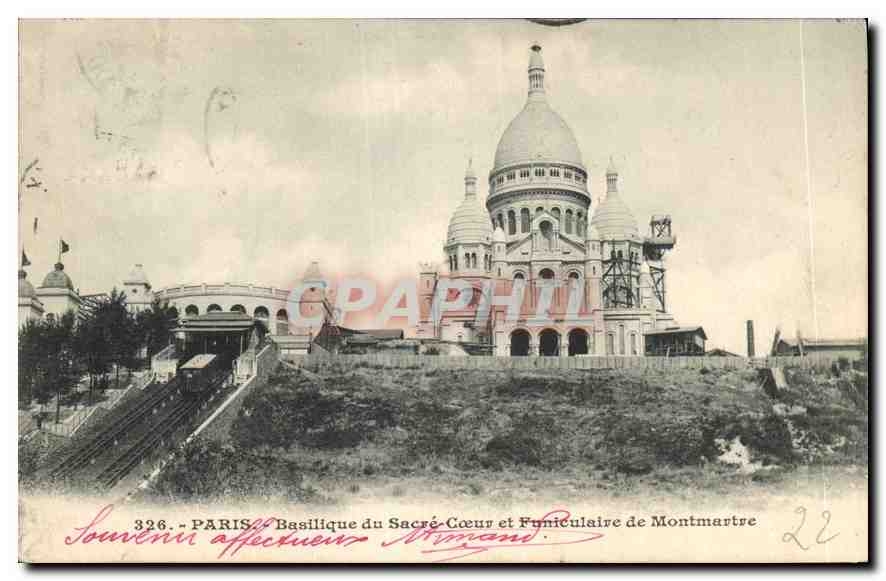CPA Paris Basilique du Sacre Coeur Funiculaire de Montmartre