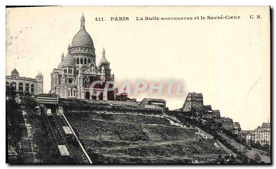 CPA Paris La Butte Montmartre et le Sacre Coeur