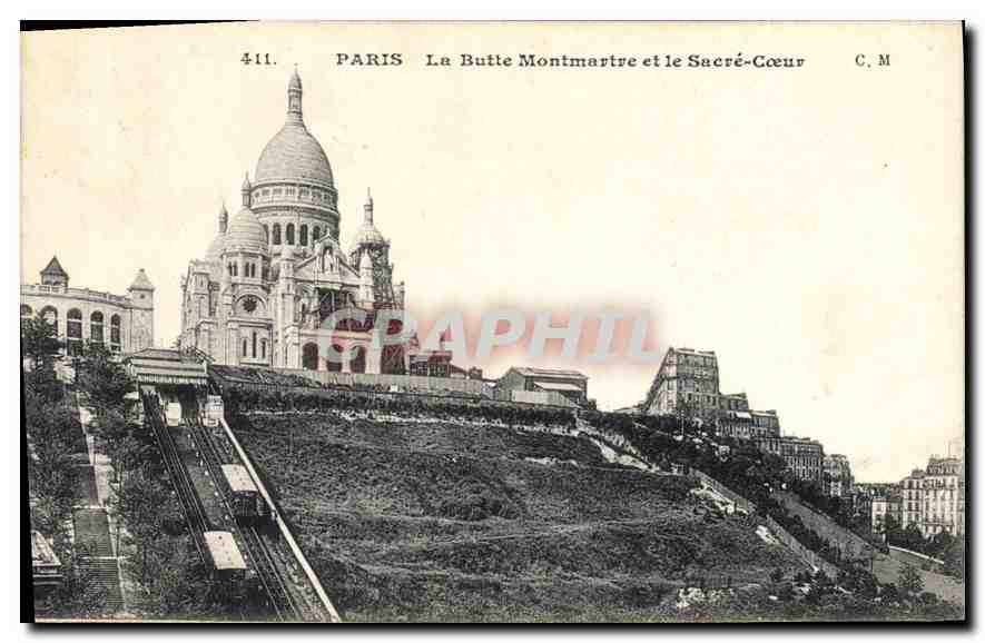 CPA Paris La Butte Montmartre et le Sacre Coeur