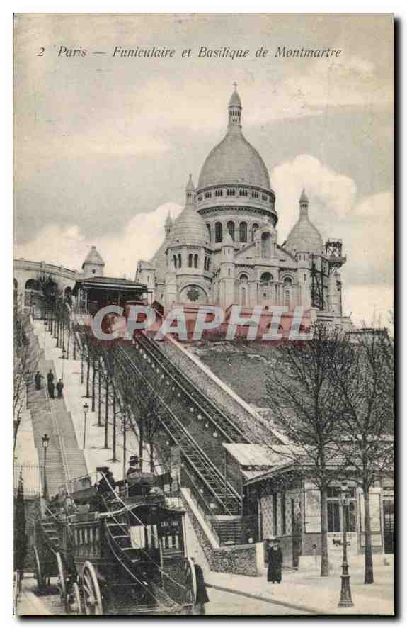 CPA Paris Funiculaire et Basilique de Montmartre