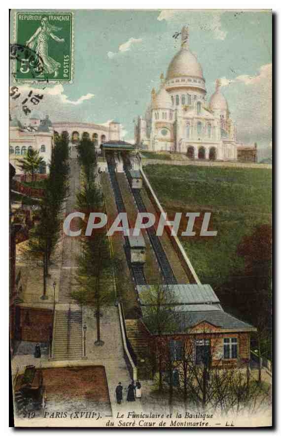 CPA Paris Le Funiculaire et la Basilique du Sacre Coeur de Montmartre