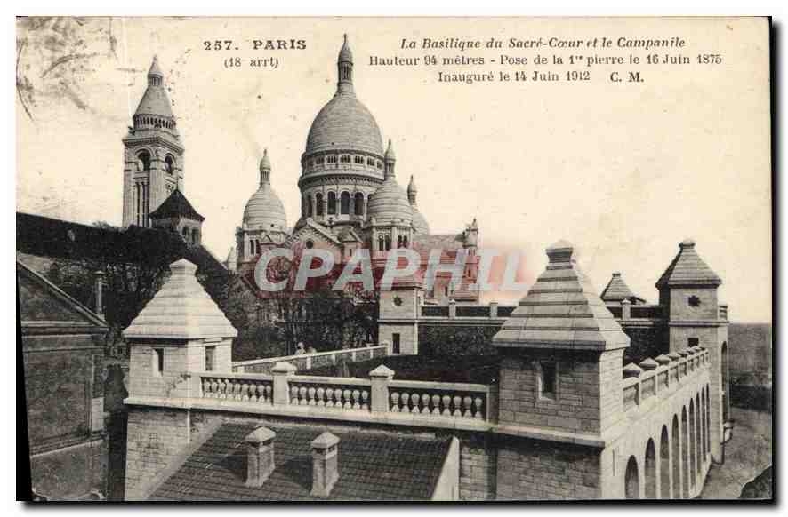 CPA Paris La Basilique du Sacre Coeur et la Campanile