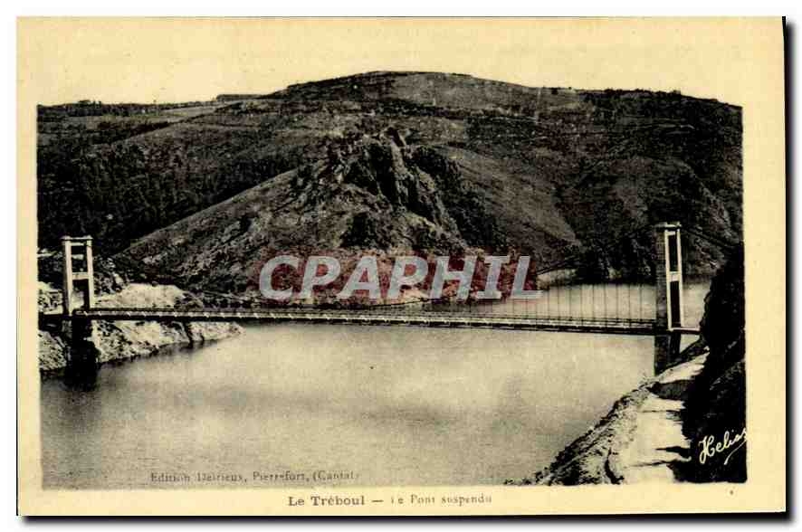 CPA Le Treboul le pont suspendu