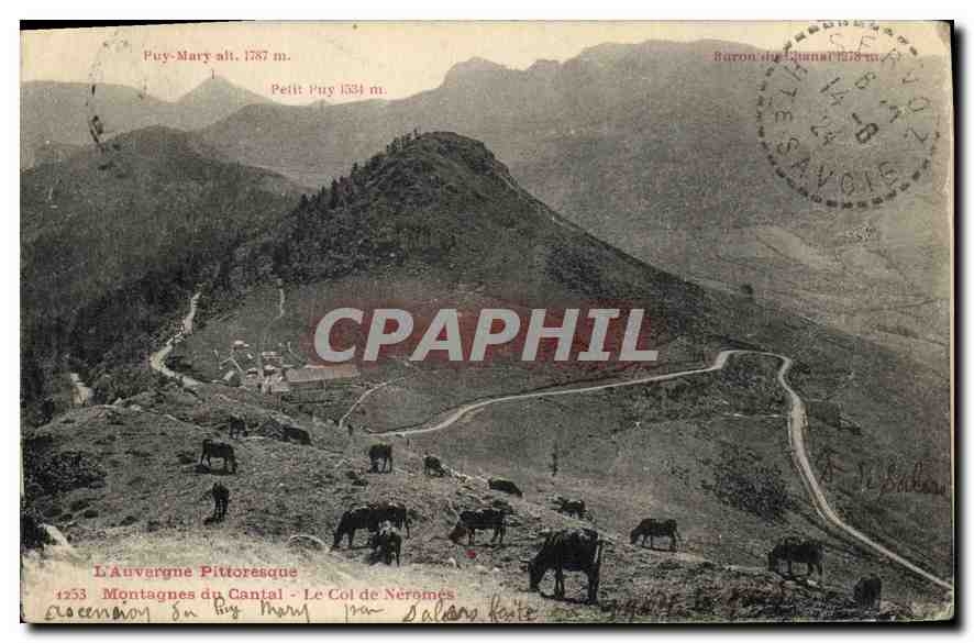 CPA L'Auvergne Pittoresque Montagnes du Cantal le Col de Neromes Vaches