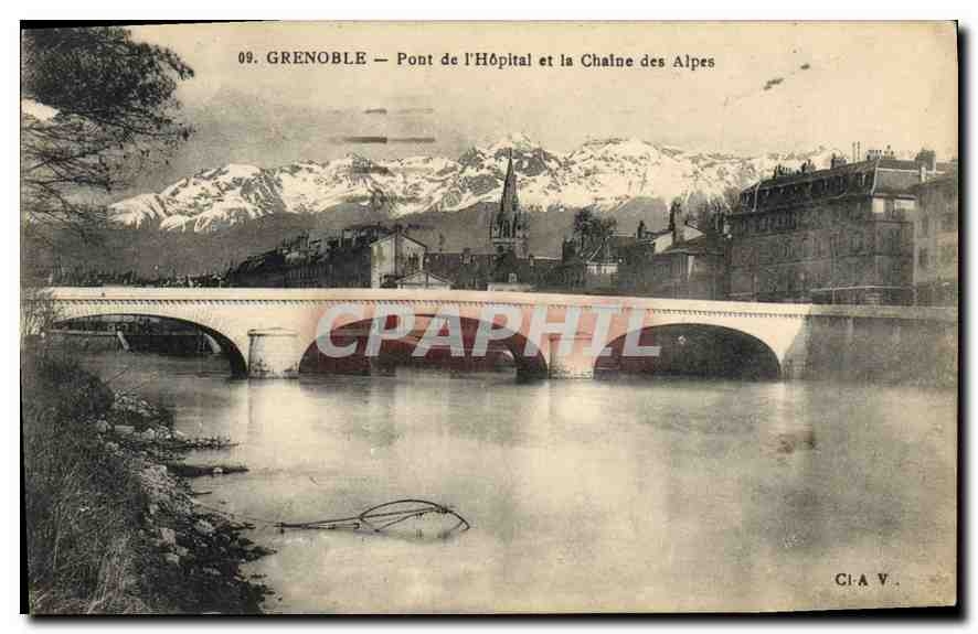 CPA Grenoble Pont de l'Hopital et la Chaine des Alpes 