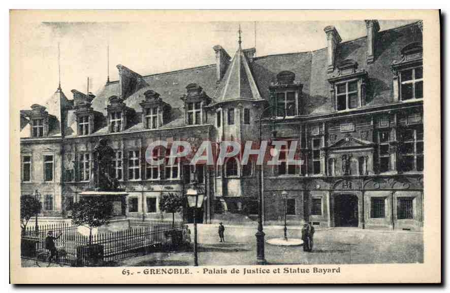 CPA Grenoble Palais de Justice et Statue Bayard 