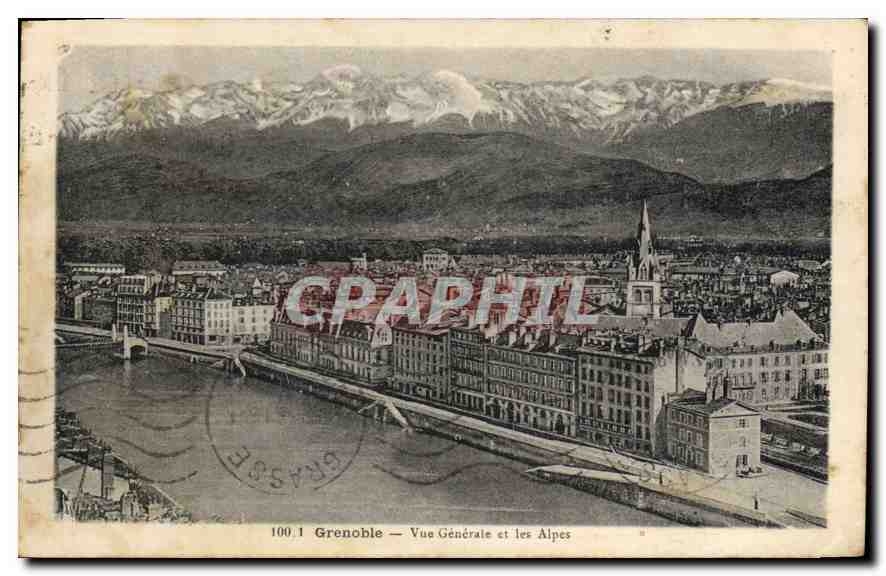CPA Grenoble Vue generale et les Alpes 
