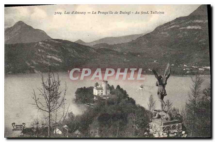 CPA Lac d'Annecy La Presqu'ile de Duingt Au fond Talloires