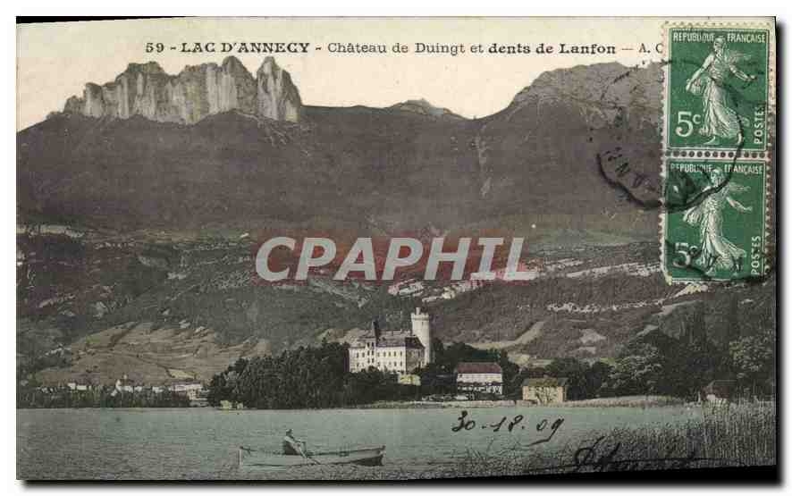 CPA Lac d'Annecy Chateau de Duingt et dents de Lanfon