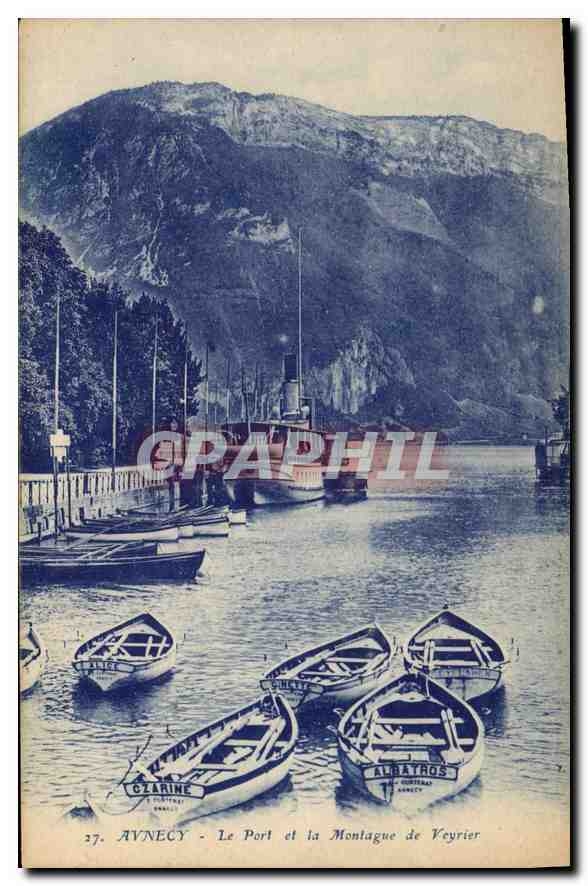CPA Annecy le Port et la Montague de Veyrier Bateau