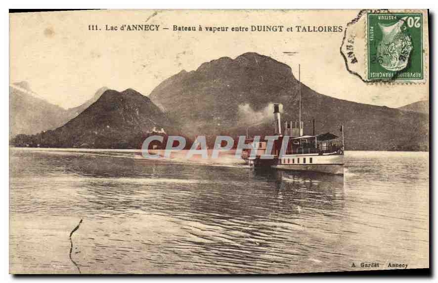 CPA Lac d'Annecy Bateau a vapeur entre Duingt et Talloires Bateau