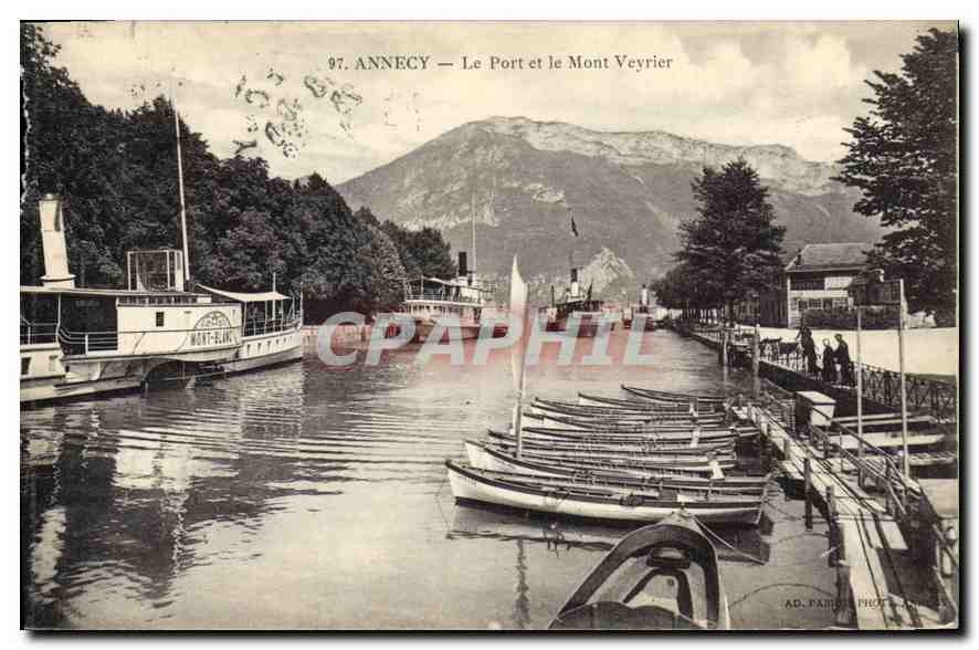 CPA Annecy Le Port et le Mont Veyrier Bateaux