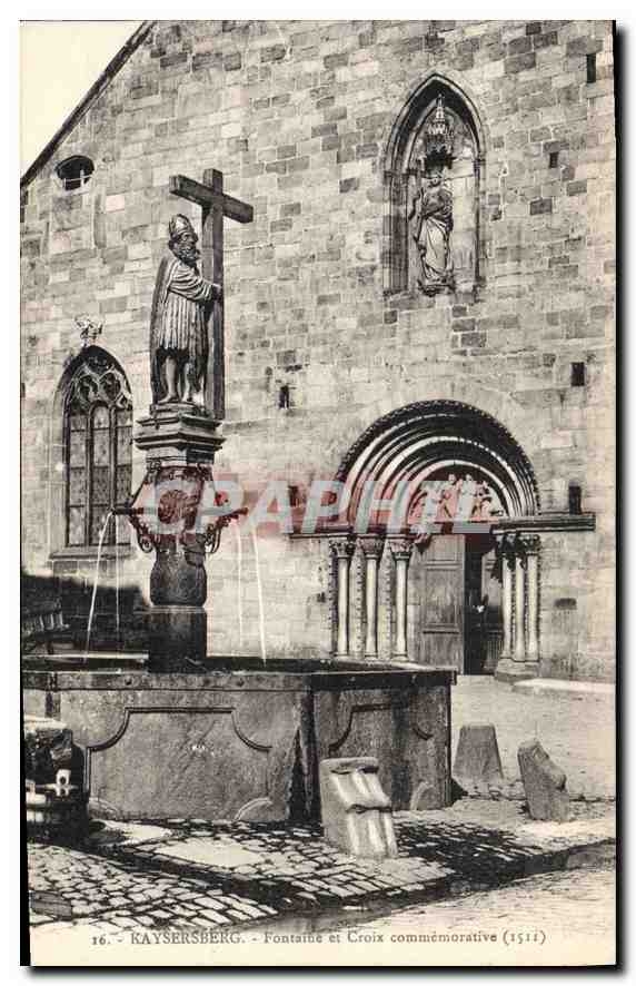 CPA Kaysersberg Fontaine et Croix commemorative 