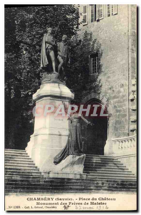 CPA Chambery Savoie Place du chateau Monument des Freres de Maistre
