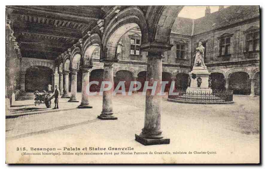 CPA Besancon Palais et Statue Granvelle 