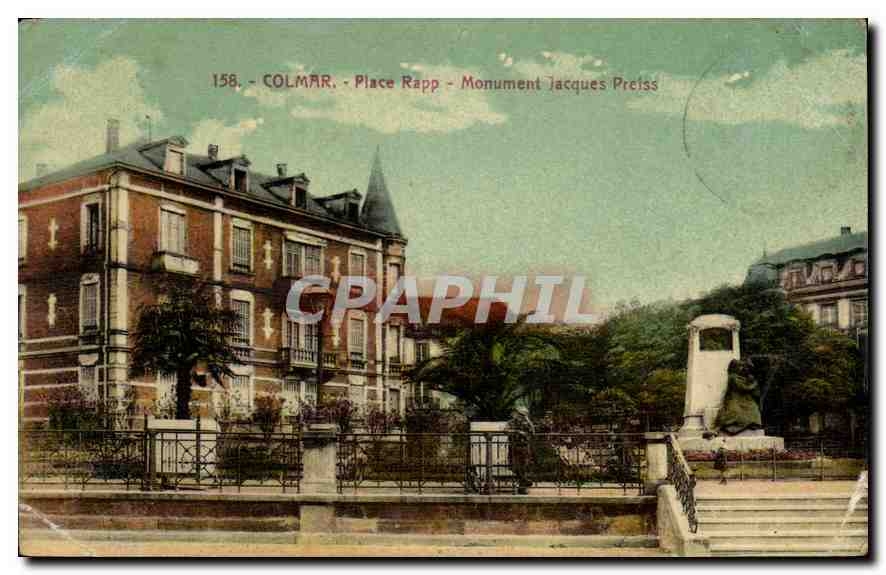 CPA Colmar Place Rapp Monument Jacques Preiss