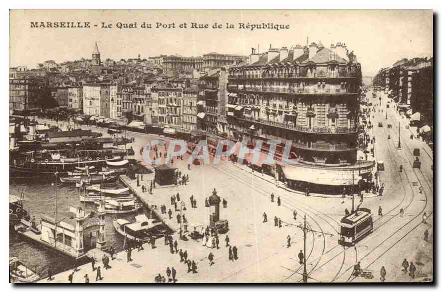 CPA Marseille le Quai du port et rue de la Republique