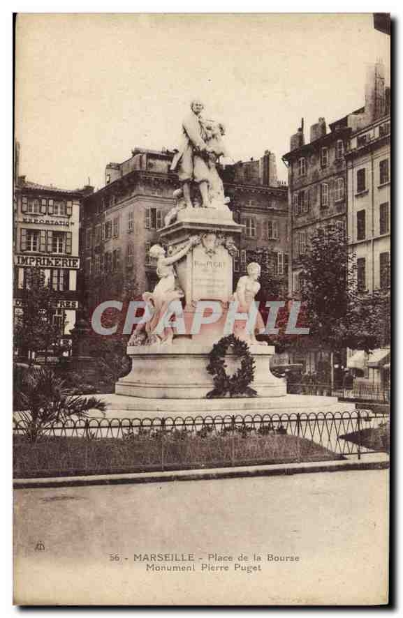 CPA Marseille place de la Bourse Monument Pierre Puget 