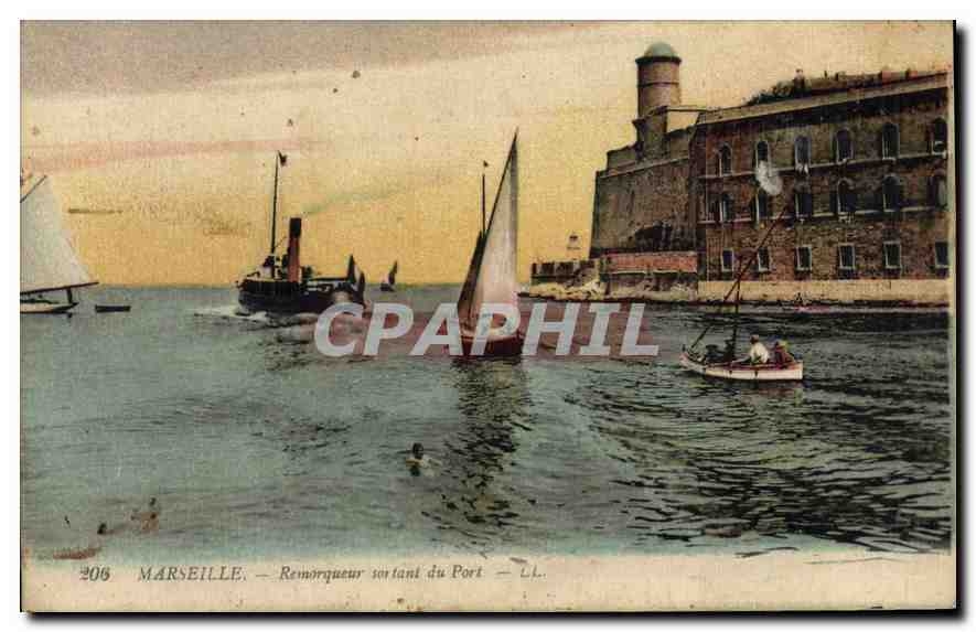 CPA Marseille Remorqueur sortant du port