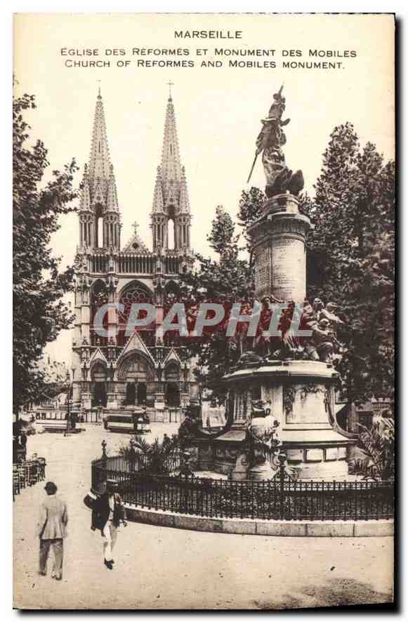 CPA Marseille eglise des Reformes et Monumeen des Mobiles 