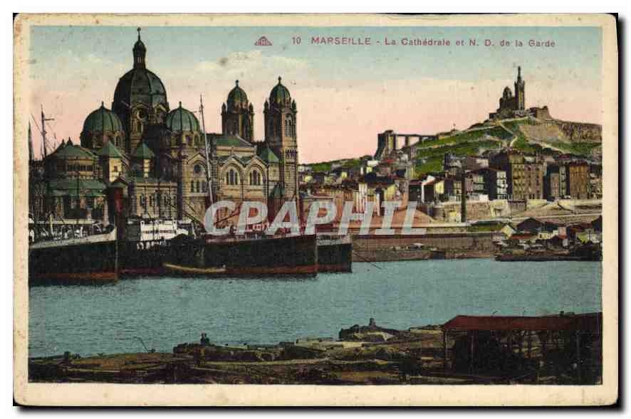 CPA Marseille la cathedrale et N D de la Garde 