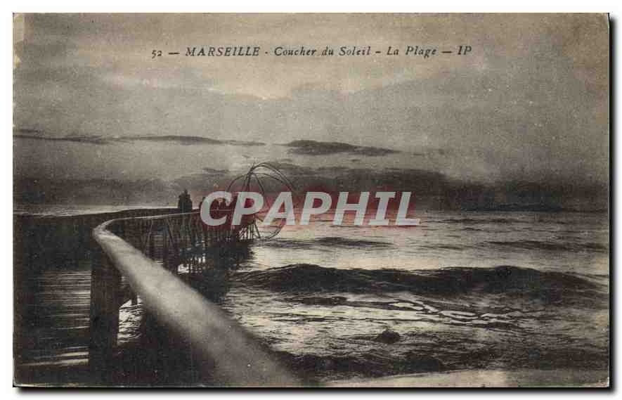 CPA Marseille Coucher du Soleil la plage 