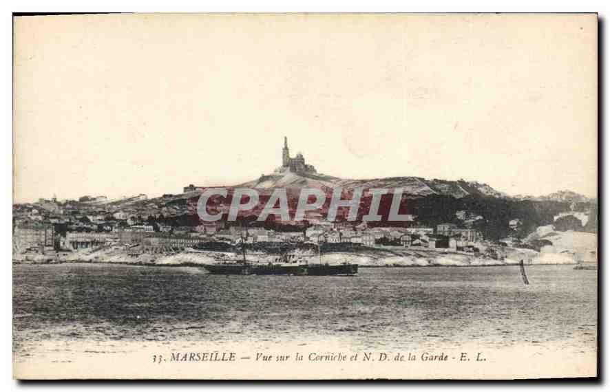 CPA Marseille vue sur la Corniche et N D de la Garde 