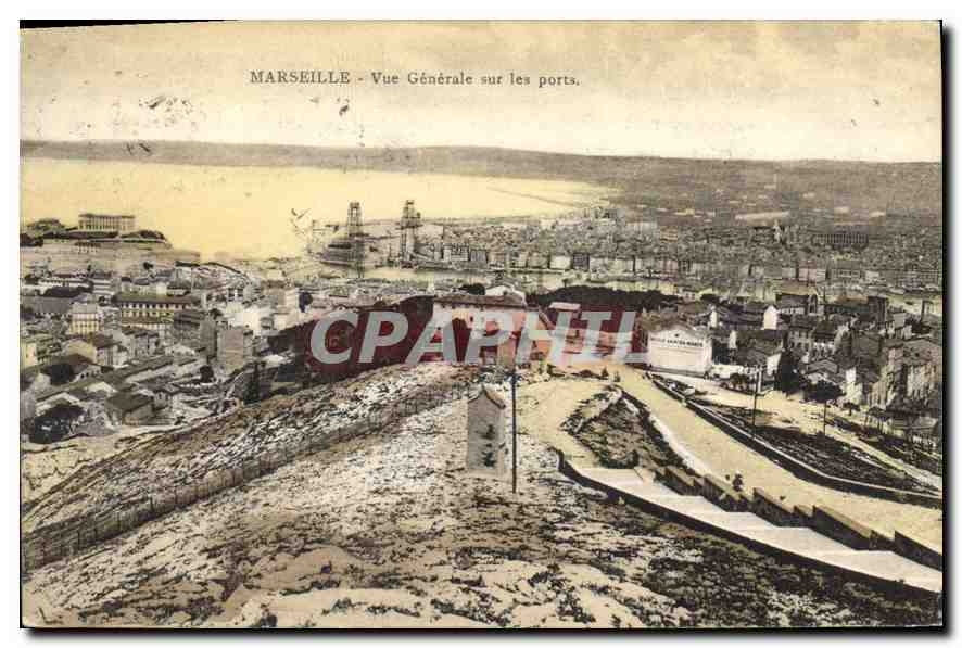 CPA Marseille vue generale sur les ports