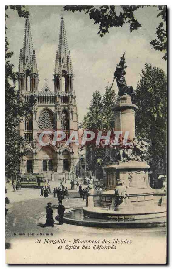 CPA Marseille Monument des Mobiles et Eglise des Reformes 