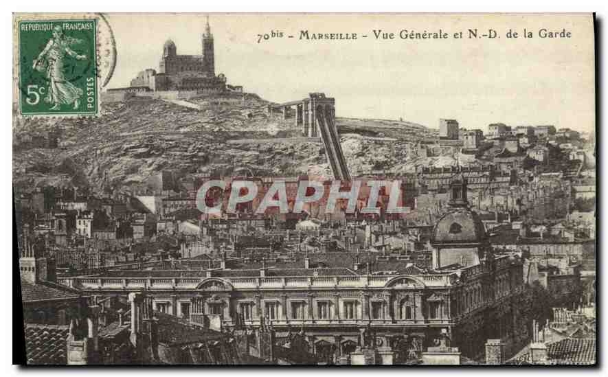 CPA Marseille vue generale et N D de la Garde