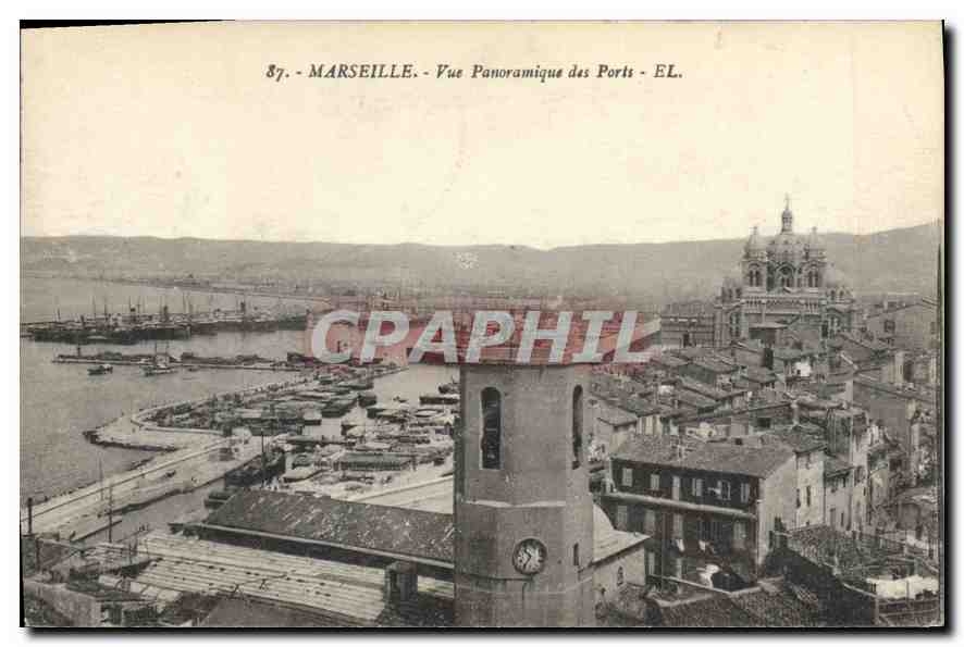 CPA Marseille vue panoramique des Ports 