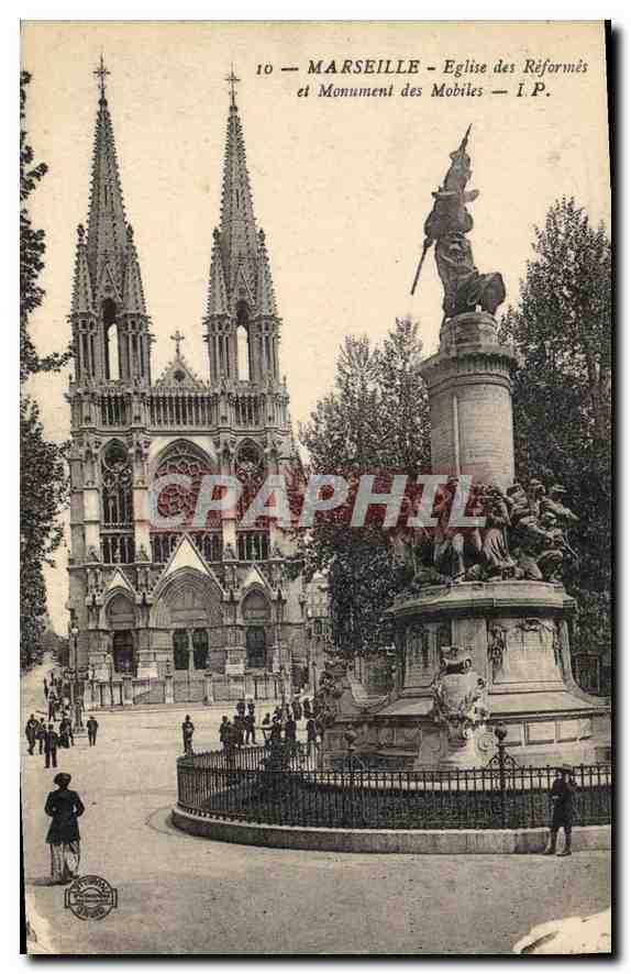 CPA Marseille eglise des Reformes et monument des Mobiles 