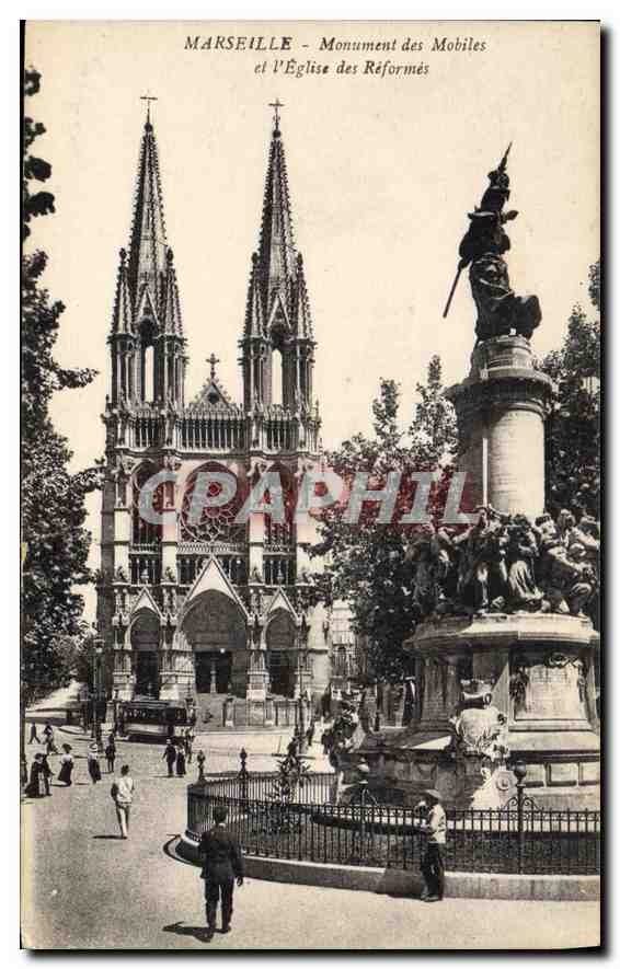 CPA Marseille monument des Mobiles et l'eglise des Reformes