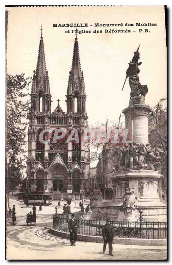 CPA Marseille Monument des Mobiles et l'eglise des Reformes