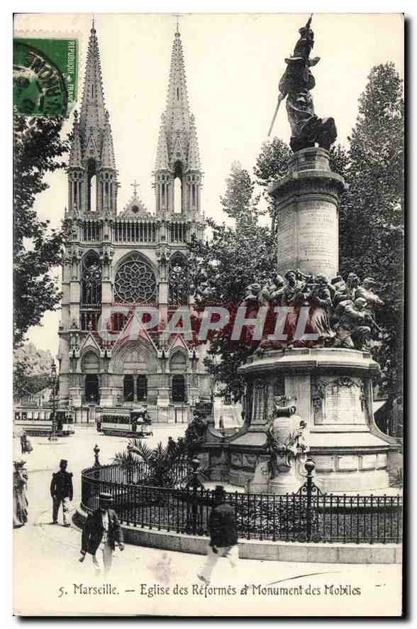 CPA Marseille eglise des Reformes et monument des Mobiles