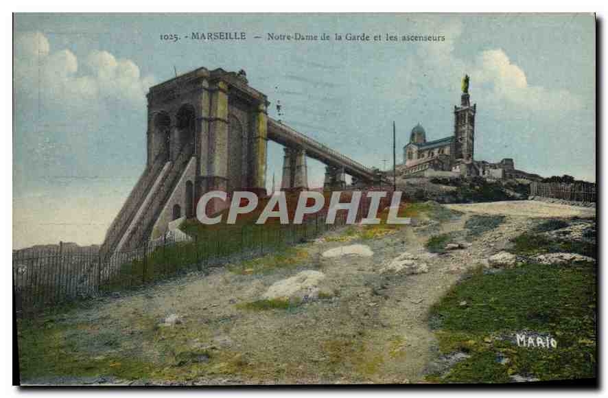 CPA Marseille Notre Dame de la Garde et les Ascenseurs 